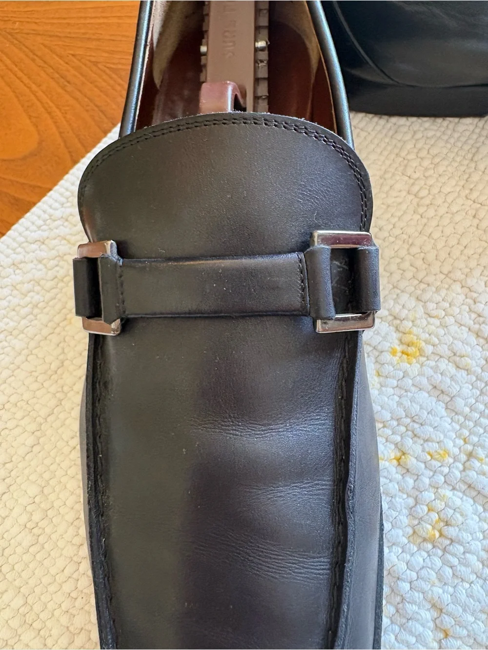 Fratelli Rossetti Black Leather Slip-On Loafers with Metal Bit